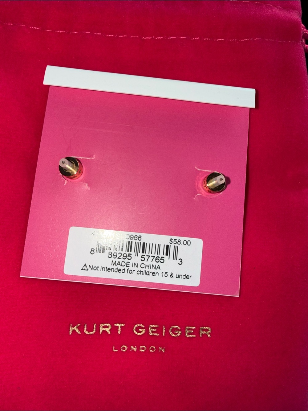Kurt Geiger Gold Multicolor Heart Stud Earrings - Picture 2 of 4
